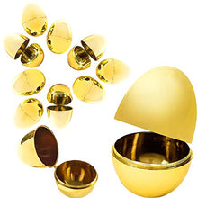 Load image into Gallery viewer, The Dreidel Company Golden Easter Eggs Metallic Gold, Goodie Basket Prize, Eggs are Hinged, 2.38" Inch
