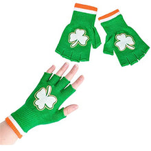 Load image into Gallery viewer, The Dreidel Company Irish Fingerless Gloves, One Size, Green, St. Patrick's Day Party Accessory, Costume Accessories, Party Favor (Single-Pack)