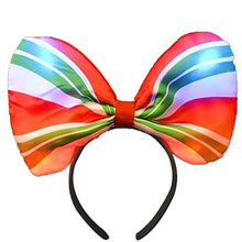 Load image into Gallery viewer, Christmas Headband Peppermint Light-Up Bow Design, Christmas Costume Accessory, Party Favor, 10"