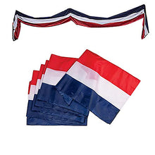 Load image into Gallery viewer, The Dreidel Company Large Patriotic US Flag Bunting Decorations 4th of July Large Red, White & Blue - 18" x 20 Ft.