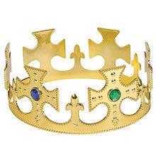 Load image into Gallery viewer, The Dreidel Company Adjustable Gold Jeweled Crown Birthday Party Plastic Crowns, Party Supplies, Gatherings, & Events