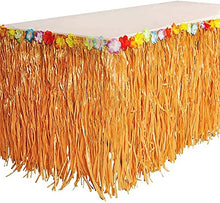Load image into Gallery viewer, Artificial Luau Grass Table Skirt Fringe Curtains Glossy Tinsel for Party Birthday, Gatherings, Holiday, Wedding Decorations, 9' x 29" Inches