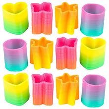 Load image into Gallery viewer, The Dreidel Company Rainbow Coil Spring Assortment, Heart, Star, Butterfly, Circle Shaped Coils, Party Favor for Kids, 1.4" (35mm)