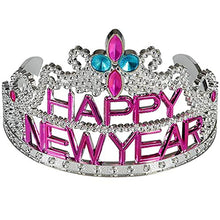 Load image into Gallery viewer, Happy New Year Tiara Crown with Jewels, Princess Party Favor, Girls Hair Clips Decoration and Accessories
