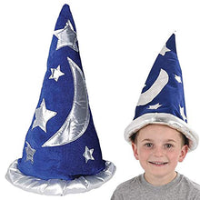 Load image into Gallery viewer, The Dreidel Company Colorful Wizard Hat, Moon and Star Design for Kids, Party Hat Pretend Play Party Favors