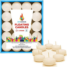 Load image into Gallery viewer, The Dreidel Company Unscented Floating Candles, Set of Ivory Floating Tea Lights Candles with Nice and Smooth Flame, Party Accessories