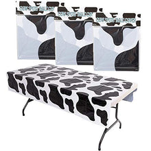 Load image into Gallery viewer, The Dreidel Company Cow Spots Table Cloth 54" x 72" Table Cover for Farm Animal Themed Party, Birthday Party, Picnic Table Covers