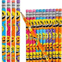 Load image into Gallery viewer, Emoticon Emoji Pencils, School Supplies, Prizes for Kids, Birthday Giveaways, Party Favors, 7.5" Pencil