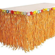 Load image into Gallery viewer, Artificial Luau Grass Table Skirt Fringe Curtains Glossy Tinsel for Party Birthday, Gatherings, Holiday, Wedding Decorations, 9' x 29" Inches