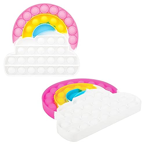 Rainbow Silicone Push Bubble Poppers, Rainbow Sensory Shape, Stress Reliever Autism Toy, Anti-Anxiety Toys, Assorted Colors, 6.5