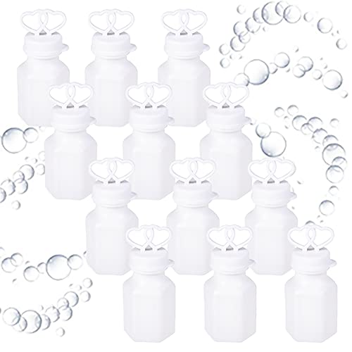 Valentine's Double Hearts Wedding Bubbles in A Mini White Bottle, Includes Bubble Wand, Hexagon Bubble Bottles Party Favors, 0.6 Oz Mini Bottle