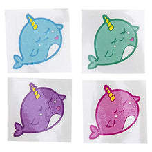Load image into Gallery viewer, The Dreidel Company Narwhal Whale Temporary Tattoos, Great for Birthday Party Favors, Classrooms, Favor &amp; Goody Bags, and Party Supplies, 2" Inches Assorted
