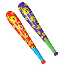 Load image into Gallery viewer, The Dreidel Company Baseball Bat Inflate Happy Face Design, 3.5&#39; Feet Tall, Assorted Colors
