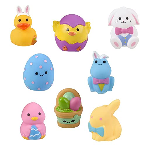 Assortment Easter Character Rubber Duck Toy Duckies for Kids, Bath Birthday Gifts Baby Showers Classroom Incentives, Summer Beach and Pool Activity, 2