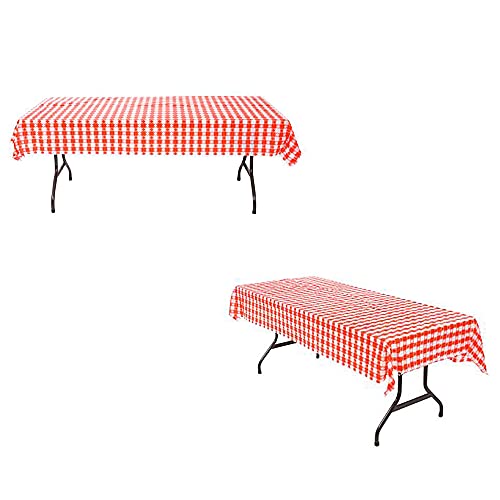 Red and White Checkered Table Cloth 52