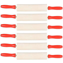 Load image into Gallery viewer, Red Wooden Rolling Pin Dough Roller For Little Bakers, Kids, Young Children, Arts and Crafts Clay Roller, 7.5&quot;
