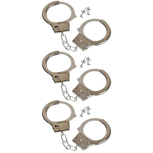 The Dreidel Company Steel Metal Play Handcuffs Pretend Police Hero Cops Halloween Dress Up, Birthday Party Gatherings, Party Favors, 10.5