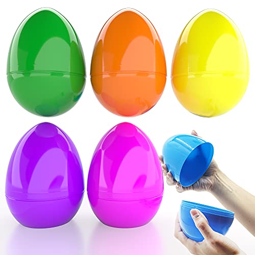 The Dreidel Company Jumbo Fillable Easter Eggs Colorful Bright Plastic Easter Eggs, Perfect for Easter Egg Hunt, Surprise Egg, Easter Hunt, Assorted Colors