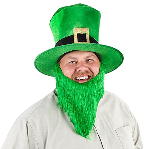 St. Patrick's Day Top Hat and Beard, Leprechaun Green Dress-up Costume, Irish Hat And Beard, Party Favor, Costume Outfit Accessories Party Supply