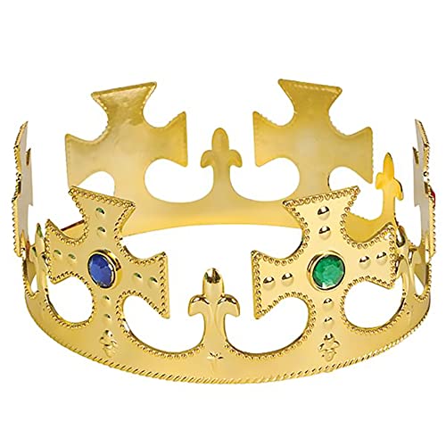 The Dreidel Company Adjustable Gold Jeweled Crown Birthday Party Plastic Crowns, Party Supplies, Gatherings, & Events