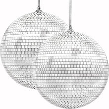 Load image into Gallery viewer, The Dreidel Company Mirror Disco Ball, Silver Hanging Ball with Attached String for Ring, Reflects Light, Fun Party Home Bands Decorations, Party Favor, 8" Inch

