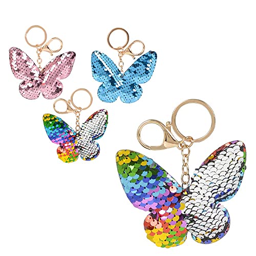 Flip Sequin Butterfly Keychain, Key Chain Charms, Party Favor for Kids & Adults, 3