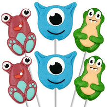 Load image into Gallery viewer, Fruidles Party Fun Assorted Goofy Monster Lollipops Mixed Fruit Flavor Party Suckers Perfect Monster Party Favors For Your Monster Birthday Party (12 Pack)
