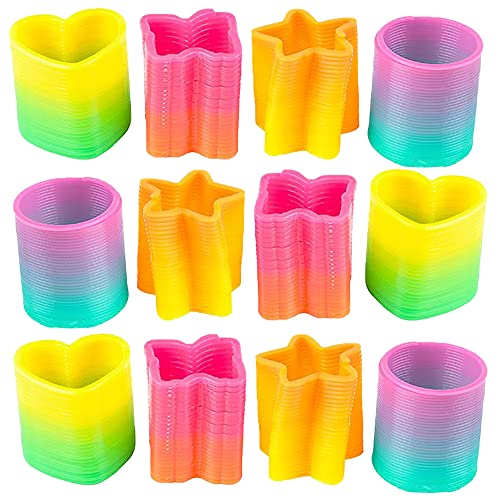 The Dreidel Company Rainbow Coil Spring Assortment, Heart, Star, Butterfly, Circle Shaped Coils, Party Favor for Kids, 1.4