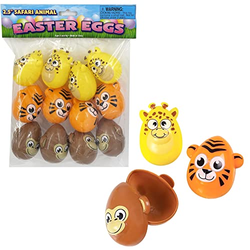 Safari Animal Easter Eggs Toy for Kids, Fillable Easter Eggs, Bath Birthday, 2.5