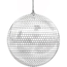Load image into Gallery viewer, The Dreidel Company Mirror Disco Ball, Silver Hanging Ball with Attached String for Ring, Reflects Light, Fun Party Home Bands Decorations, Party Favor, 8" Inch
