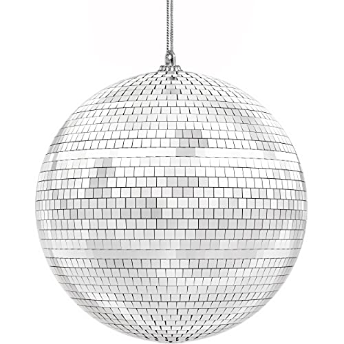 Mirror Disco Ball, Silver Hanging Ball with Attached String for Ring, Reflects Light, Fun Party Home Bands Decorations, Party Favor, 8