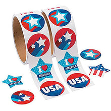 Load image into Gallery viewer, God Bless America Roll Stickers, Patriotic I Love USA Flag Sticker Roll, 1.5&quot; Sticker
