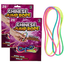 Load image into Gallery viewer, The Dreidel Company Chinese Jump Rope, Thick Elastic Ropes Kids Fitness, Great for Outdoor Play, 28&quot;
