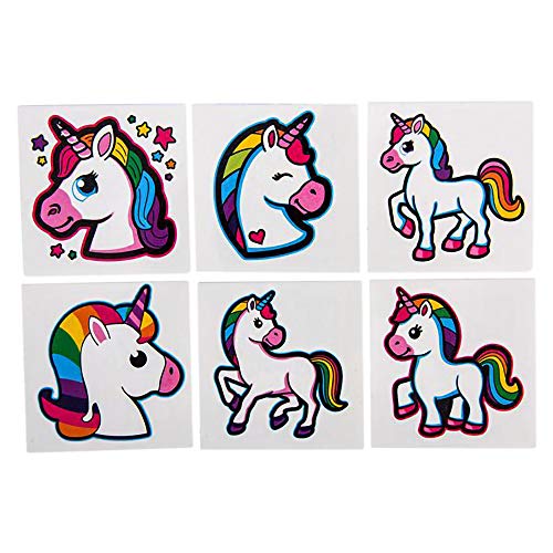 Unicorn Temporary Tattoos, Great For Birthday Party Favors, Classrooms, Favor & Goody Bags, And Party Supplies, Assorted, 72-Pack