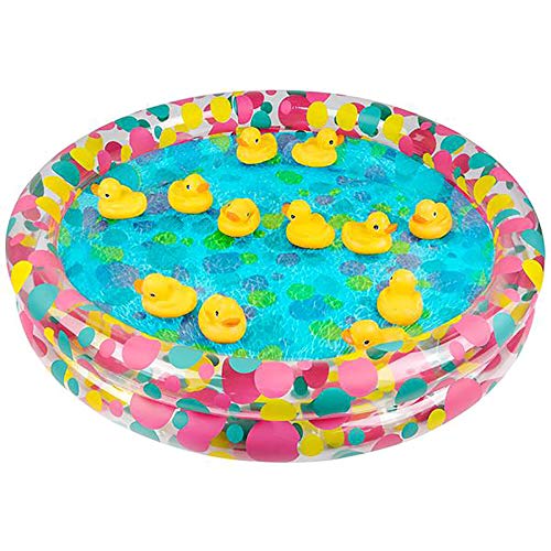 The Dreidel Company Inflatable Duck Pool Pond, Rubber Duckies Outdoor Water Build Motor Skills Activities, Durable Material, Birthday Parties & Play Dates