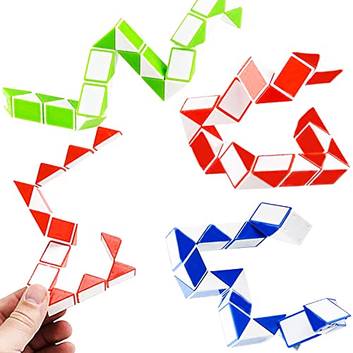 Snake Cube Twist Puzzle Magic Snake Sensory Toys Collection Brain Teaser Party Favors Game Goodie Bags Fillers for Kids Adults Teens, 3.25