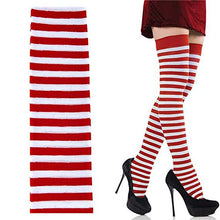 Load image into Gallery viewer, The Dreidel Company Christmas Leggings, Red and White Stripped, Great for Holiday Parties

