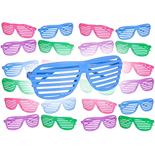 Kids Plastic Shutter Shades Glasses Shades Sunglasses Eyewear Party Favors and Party Props Assorted Colors for Kids (24-Pack)