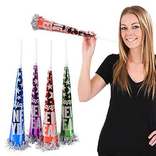 Load image into Gallery viewer, The Dreidel Company Happy New Year Party Horn, Noisemaker, Perfect for Birthday's, Parties, and Event Gatherings, 17.5"
