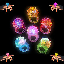 Load image into Gallery viewer, The Dreidel Company Flashing Colorful LED Light Up Bumpy Jelly Rubber Rings Finger Toys for Parties, Event Favors, Raves, Concert Shows
