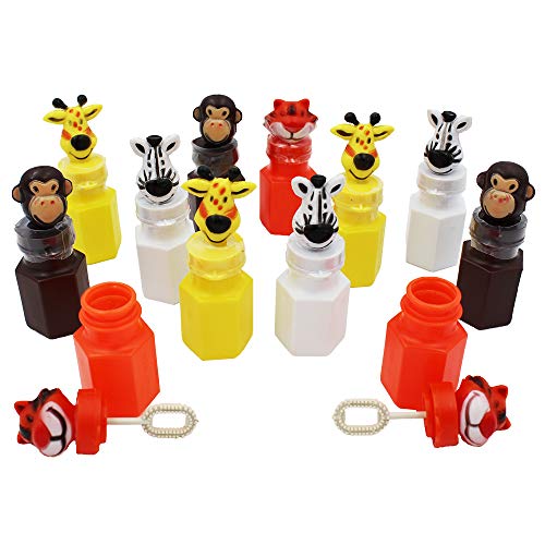 Animal Zoo Bubbles in A Neon Bottle, Includes Bubble Wand - Hexagon Bubble Bottles Party Favors, 3