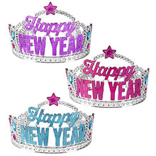 Load image into Gallery viewer, Happy New Year Tiara Crown with Jewels, Princess Party Favor, Girls Hair Clips Decoration and Accessories
