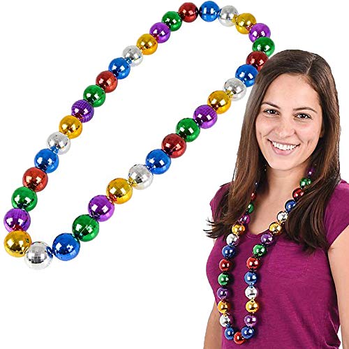 Mirror Ball Necklace Multicolored, Disco Ball Reflects Light, Party Favor, 42