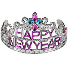Load image into Gallery viewer, Happy New Year Tiara Crown with Jewels, Princess Party Favor, Girls Hair Clips Decoration and Accessories
