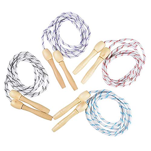 The Dreidel Company Durable Jump Ropes for Kids, Nylon with Wooden Handles, Indoor & Outdoor Skipping Activity, Party Favors, 7' Ft. (84