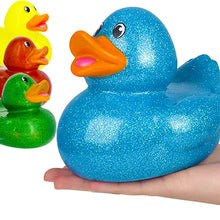 Load image into Gallery viewer, The Dreidel Company Glitter Rubber Duck Toy Assortment Duckies for Kids, Bath Birthday Gifts Baby Showers Summer Beach and Pool Activity, 6&quot;
